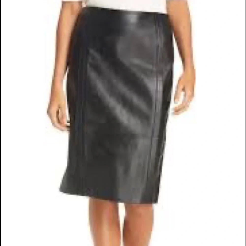 Hugo Boss Chocolate Brown 100% Leather Skirt—size 8 - Picture 1 of 4